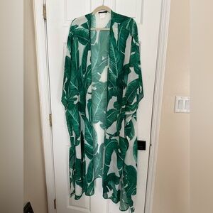 SHEIN Tropical Leaf Print Kimono